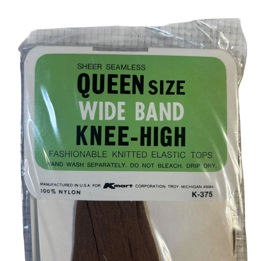 Kmart Queen Size Wide Band Knee High Stockings Mist-Tone 5 Pairs USA K-375 VTG